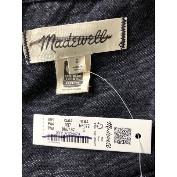Madewell Dress Denim Cap-Sleeve Utility Pockets Mini Tarrybrook Wash Black NWT 6 - Picture 6 of 9